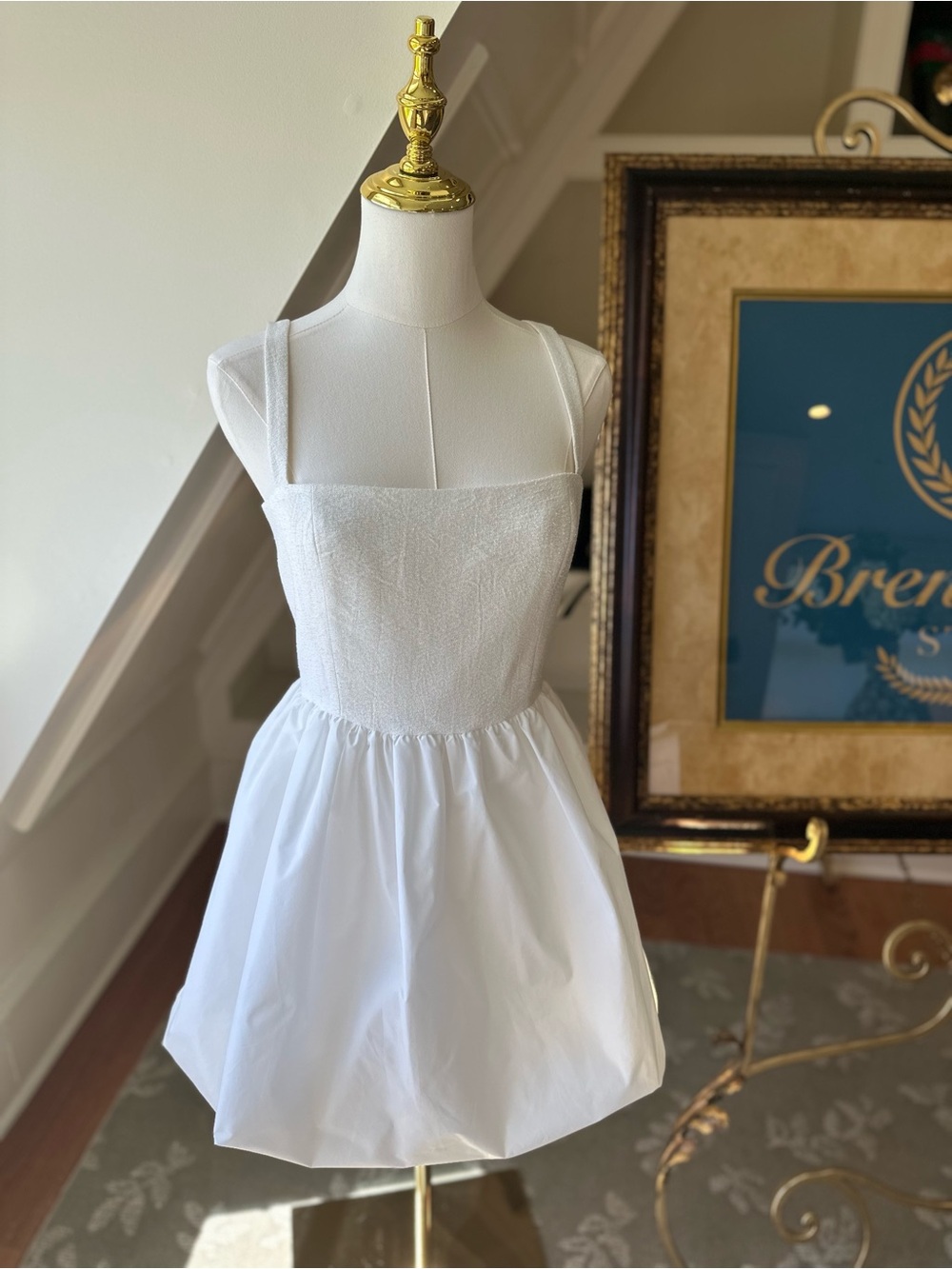White Textured Bodice Bubble Mini Dress by Amanda Uprichard sz small